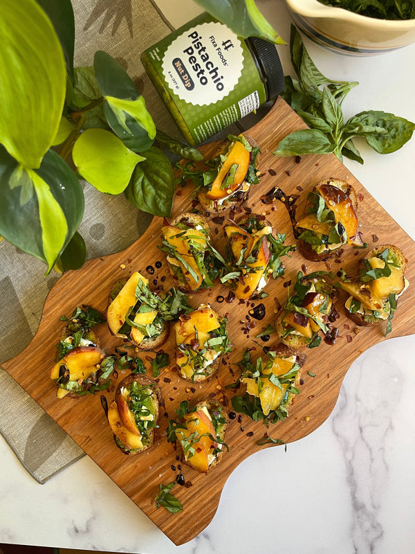 Peach Pesto Crostini