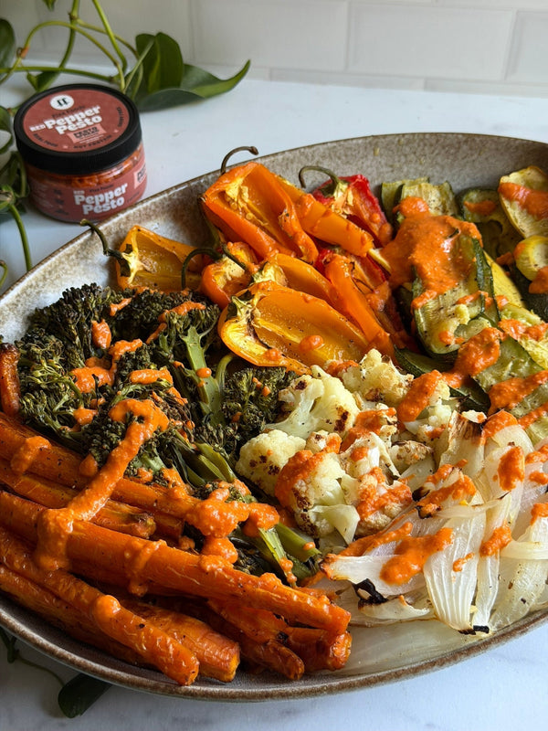 Veggie Platter with Red Pepper Pesto