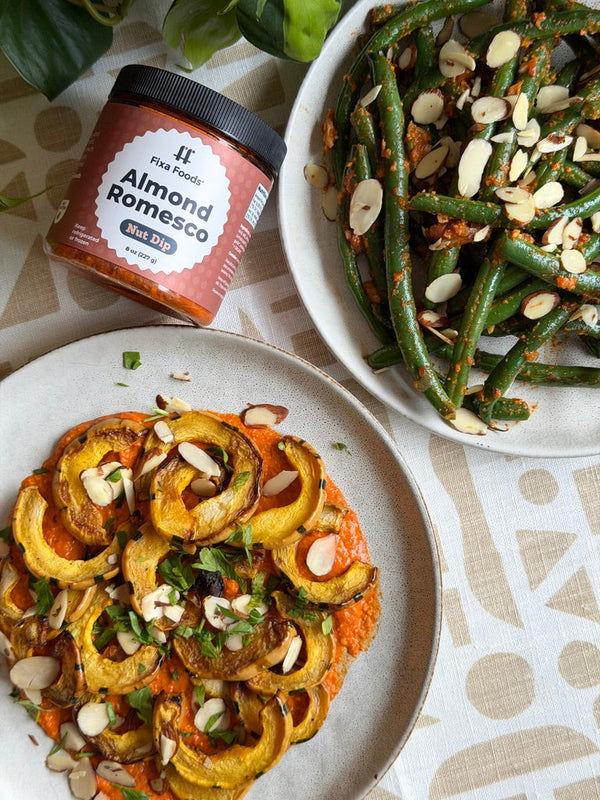 Roasted Delicata Squash and Romesco Green Beans